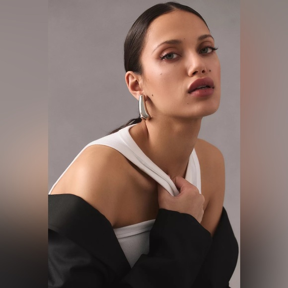 Silver Drop Statement Earrings - Picture 1 of 8